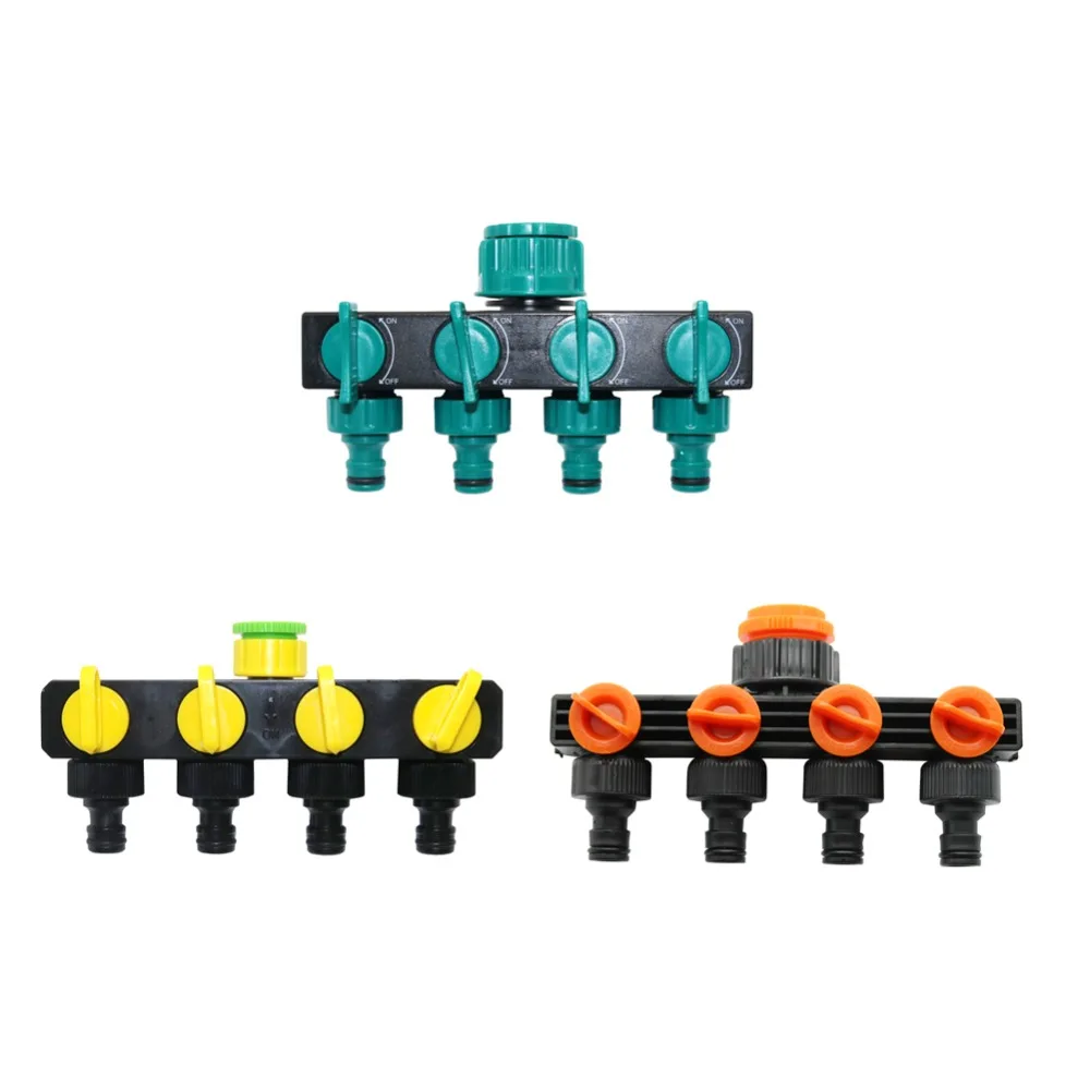 

4-ways Hose Splitters with 1/2"-3/4"-1" Female thread Garden Hose Connectors European standard Thread Faucet Adapter 1 Pcs