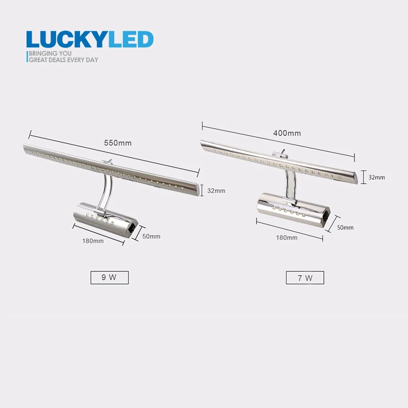  LUCKYLED Led Mirror Light With Switch 7W 9W 220V 110V Wall Mounted Wall Lamp Indoor Modern Bathroom - 32896432898