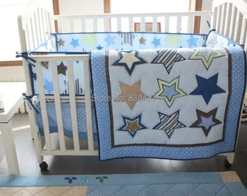 

Ups Free New 4 pcs Stars baby bedding set baby bed linen Comforter Quilt sheet bumper included