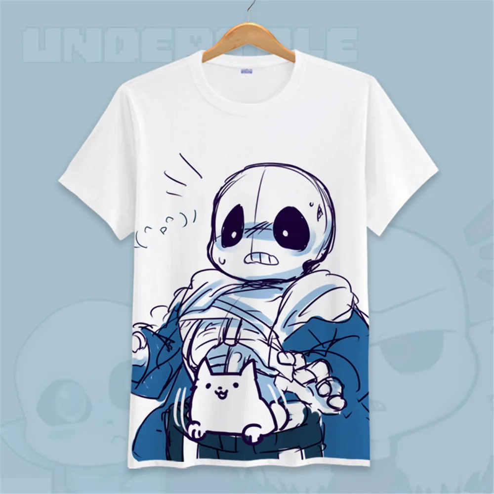 Футболка с коротким рукавом для игры «Undertale», футболка «Undertale sans and papyrus», футболка для подростков, одежда в стиле аниме Skull Brother, футболки в подарок - Цвет: Бежевый
