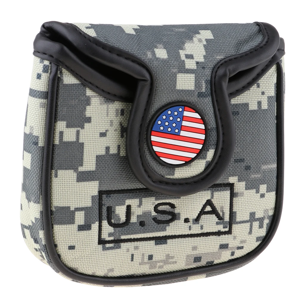 Premium USA American National Flag Golf Blade Putter Head Cover, Nylon Golf Clubs Headcover Protector Bag With Magic Sticker