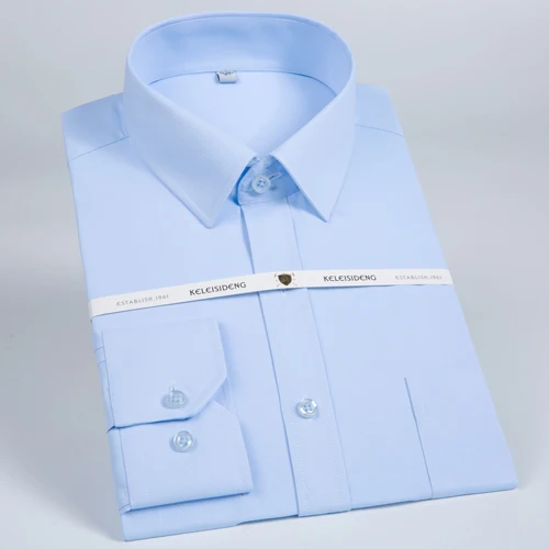 Брендовые высококачественные однотонные Саржевые синие классические дизайнерские формальные офисные мужские деловые рубашки с длинным рукавом Базовые белые Рабочие Рубашки - Цвет: 5001-19 blue stripe