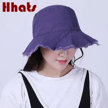 Однотонная дистресс ведро шляпа хип хоп Женская широкополая рыболовная шляпа пустая летняя Панама большие полями женская пляжная кепка Прямая поставка