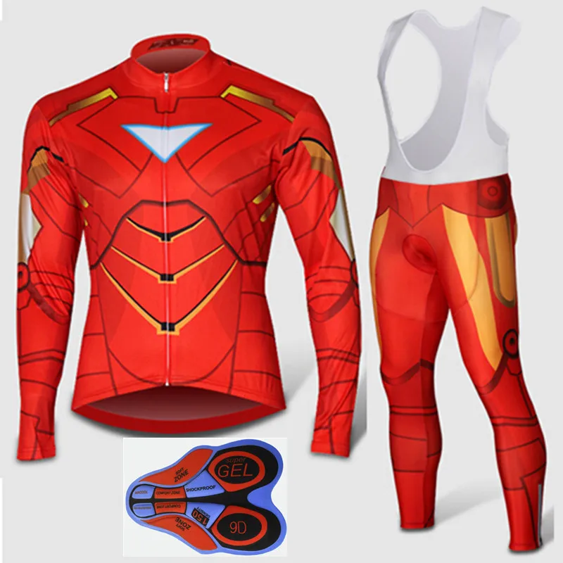 Men Red Cycling Clothes Long Jersey Pants Bib Kits Bike/Bicycle Wear Sets Spring Autumn Quick Dry | Спорт и развлечения