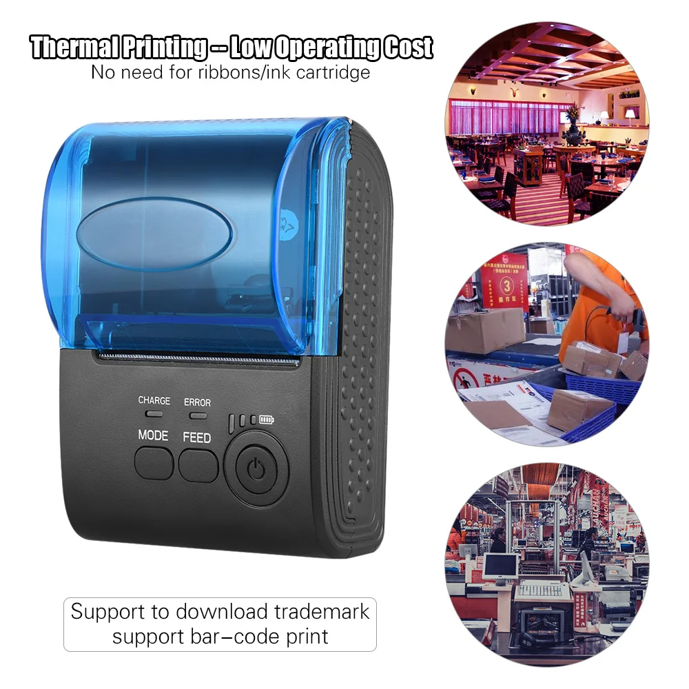 Aibecy термопринтер портативный мини принтер 58 мм Bluetooth USB для чеков билетов POS
