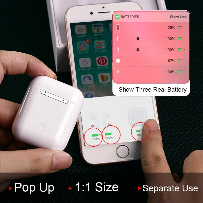 

i60 Tws 1:1 Size Bluetooth Earphones Pop-Up Wireless Headphone Stereo Earbuds Wireless Charging Headset PK i80 I20 i30 tws 10PCS