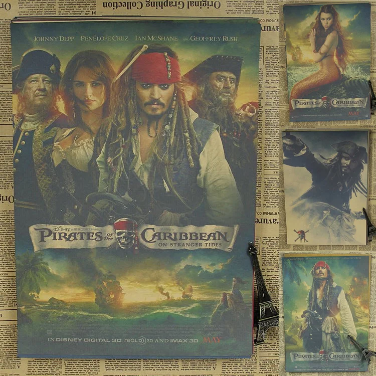

Pirates of the Caribbean Jack Sparrow Johnny Depp Movie Poster Bar Decorative Painting Vintage Kraft Paper/stickers/Part.2