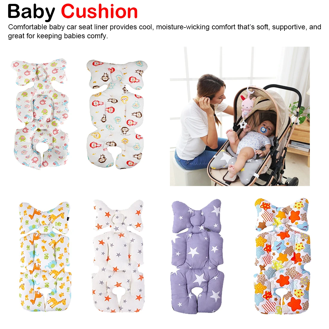 

Baby Stroller Seat Cushion Thick Warm Car Seat Pad Cotton Sleeping Mattresses Pillow For Carriage Infant Pram Accessory