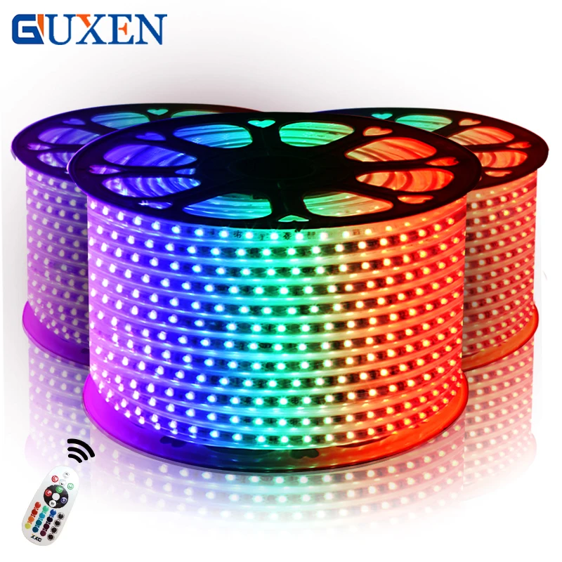 Guxen SMD5050 RGB Открытый 110 В/220 В IP65 Водонепроницаемый Светодиодные ленты 10 м-50 м 60