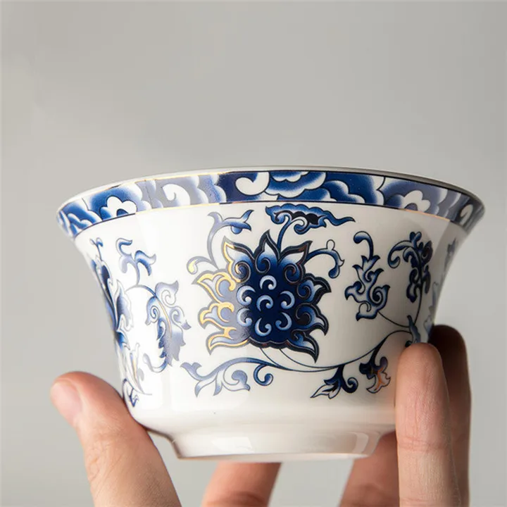 Цзиндэчжэнь синий и белый фарфор 300 мл китайский Sancai GaiWan керамическая чайная супница чайная чашка и блюдце набор