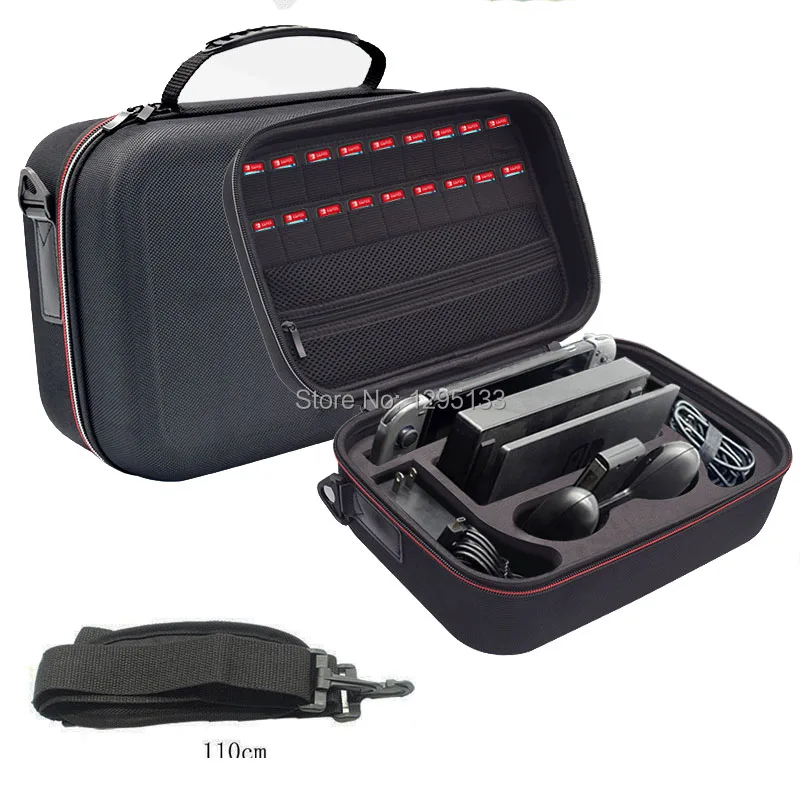 

Black Big Capacity Hard Shell Storage Bag Case for Nintend Switch Console and Nitendo Switch Accessories with Handle and Strap