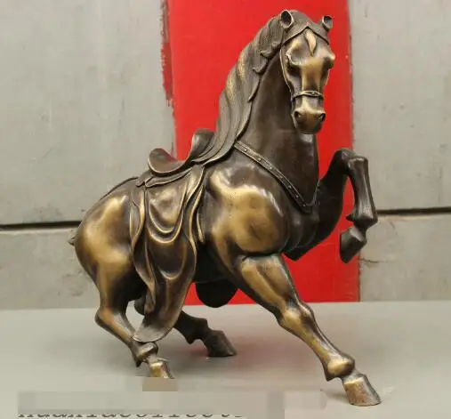 

S4125 16" Tang Dynasty Culture Art Chinese Fengshui Pure Bronze War Horse Steed Statue