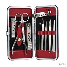 10 шт. педикюр/Маникюрный набор для ногтей кусачки для ногтей Очиститель кутикулы Уход за лошадьми комплект чехол