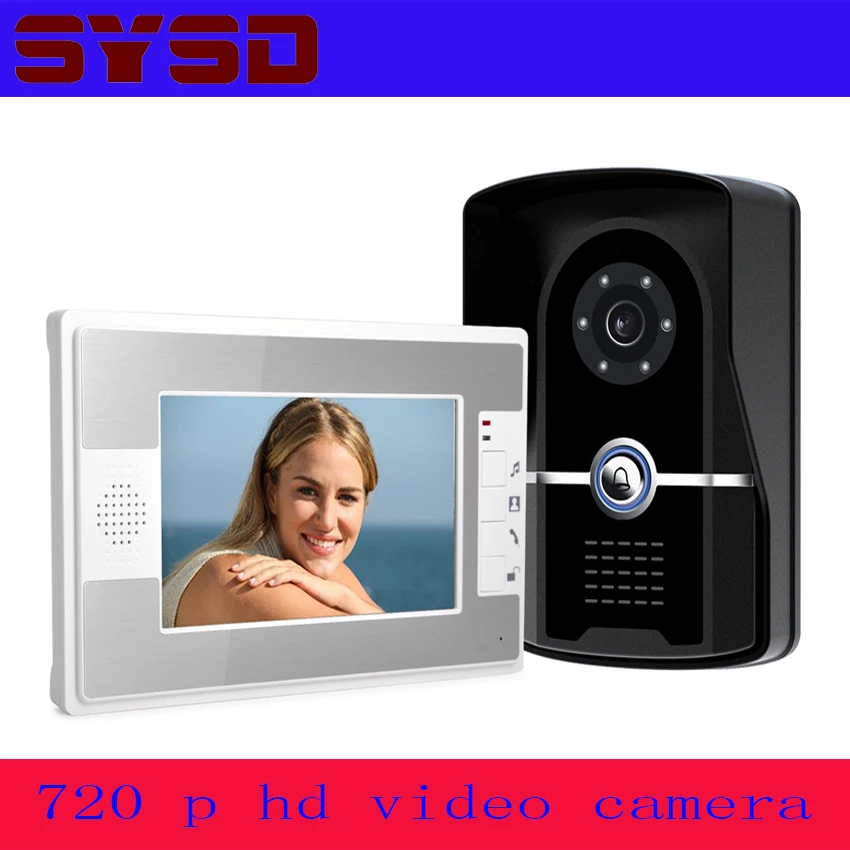 SYSD 7 дюймов Цвет монитор Квартира Проводной видео телефон двери внутренной связи