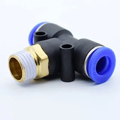 

ID 4/6/8/10/12 Thread 1/8" 1/4" 3/8" 1/2" Pneumatic Quick Connector T Type Three Links Positive Thread