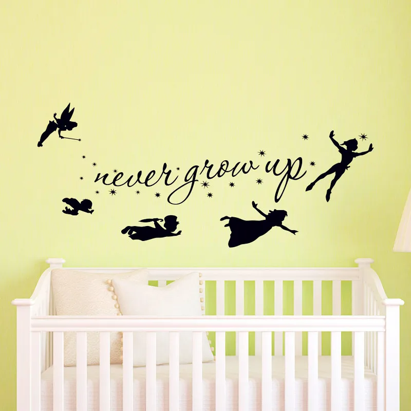 peter pan wall decal children flying silhouette never grow up fantasy fairytale wall sticker nursery peter pan bedroom art decor in wall stickers from home