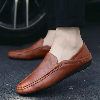 

Brand Mens Casual Shoes Fashion Peas Shoes Suede Leather Men Loafers Moccasins Slip On Men Flats Male Driving Shoes