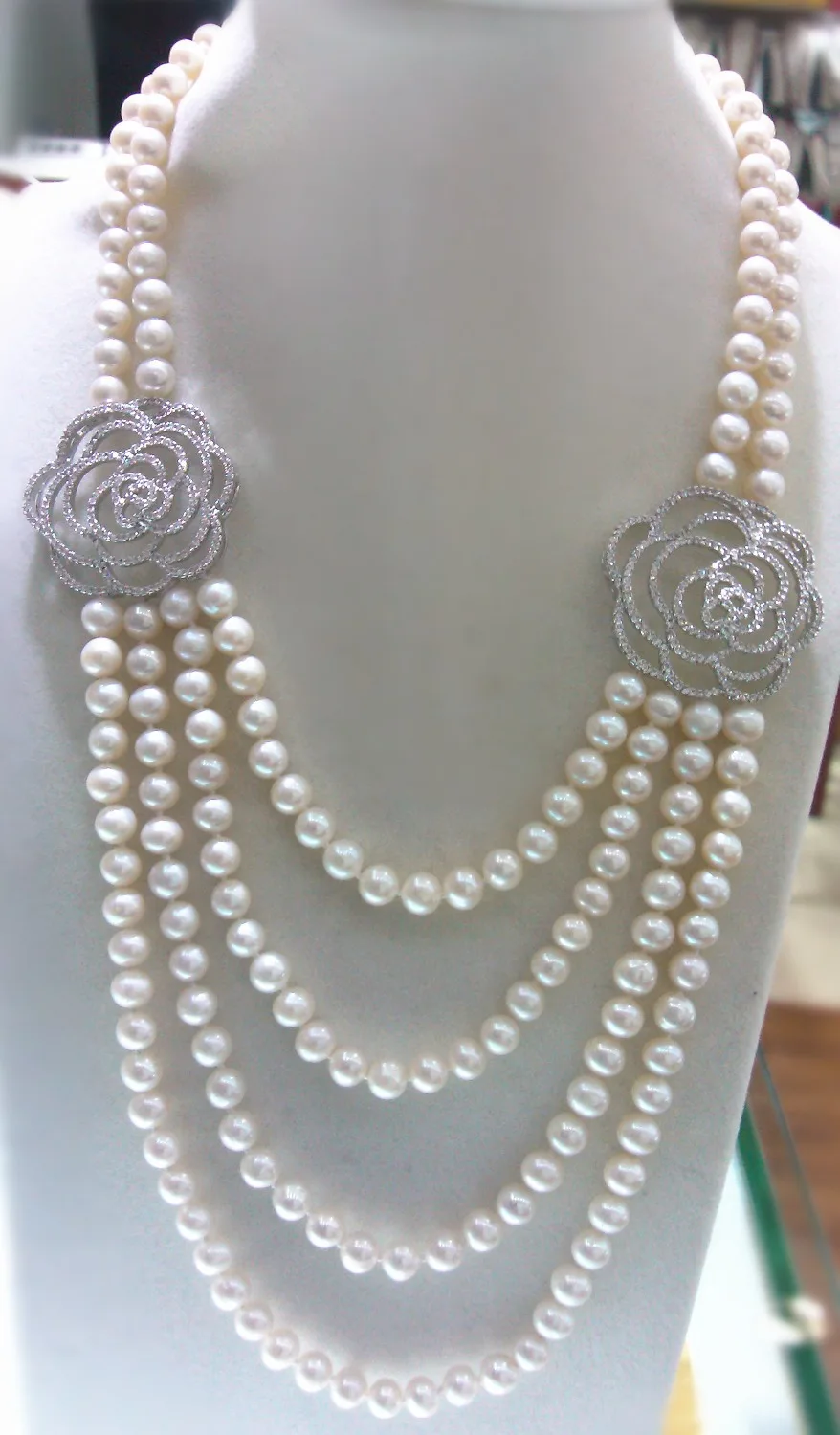 

Free shipping@@@@@ wholesale high quality nice design natural AA 9-10mm white freshwater pearl necklace a