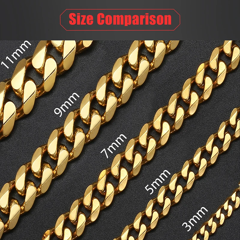 Women’s Men’s Bracelet Stainless Steel Cuban link Chain Bracelets Gold Silver Color Fashion Wholesale Jewelry KBB10