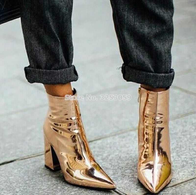 chunky heel boots leather
