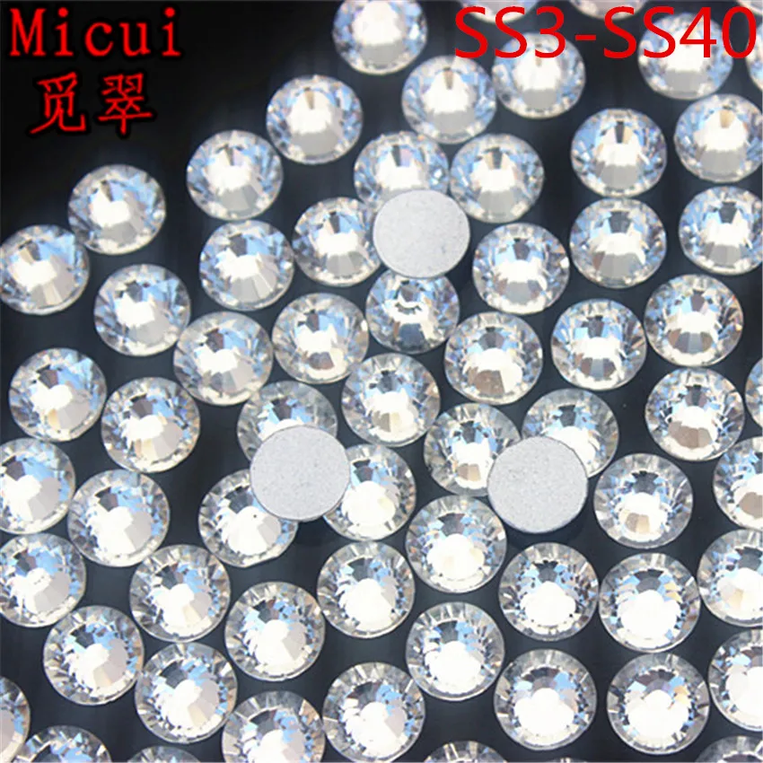 Micui SS3-SS40 Clear Rhinestones Glass Crystal Flat Back Round Nail Art Stones Non Hotfix Strass Crystals for DIY MC993 | Дом и сад