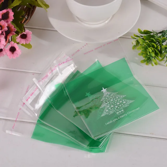 50PC Christmas Plastic Self Sealing Bag Candy Cookies Pouches Gift Bag Self Adhesive Resealable Cellophane Poly Bag Dropshipping