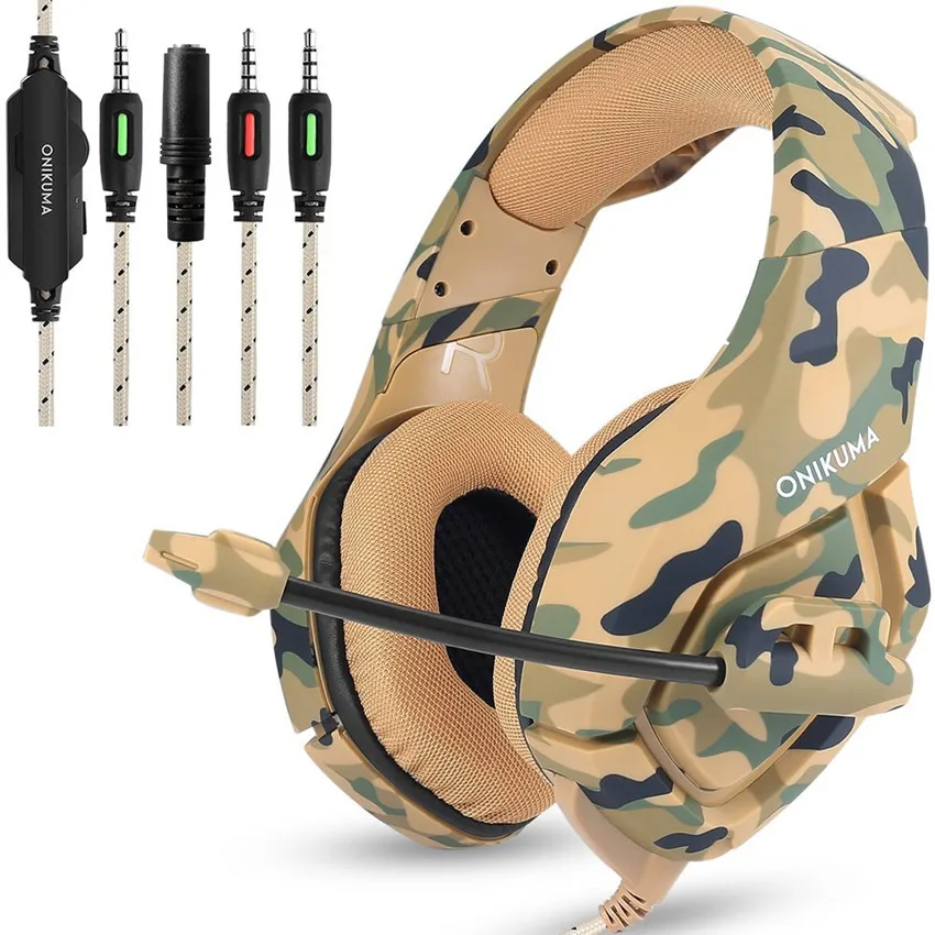 ONIKUMA K1 Camouflage PS4 Headset Bass Gaming Headphones Game Earphones Casque With Mic For PC Mobile