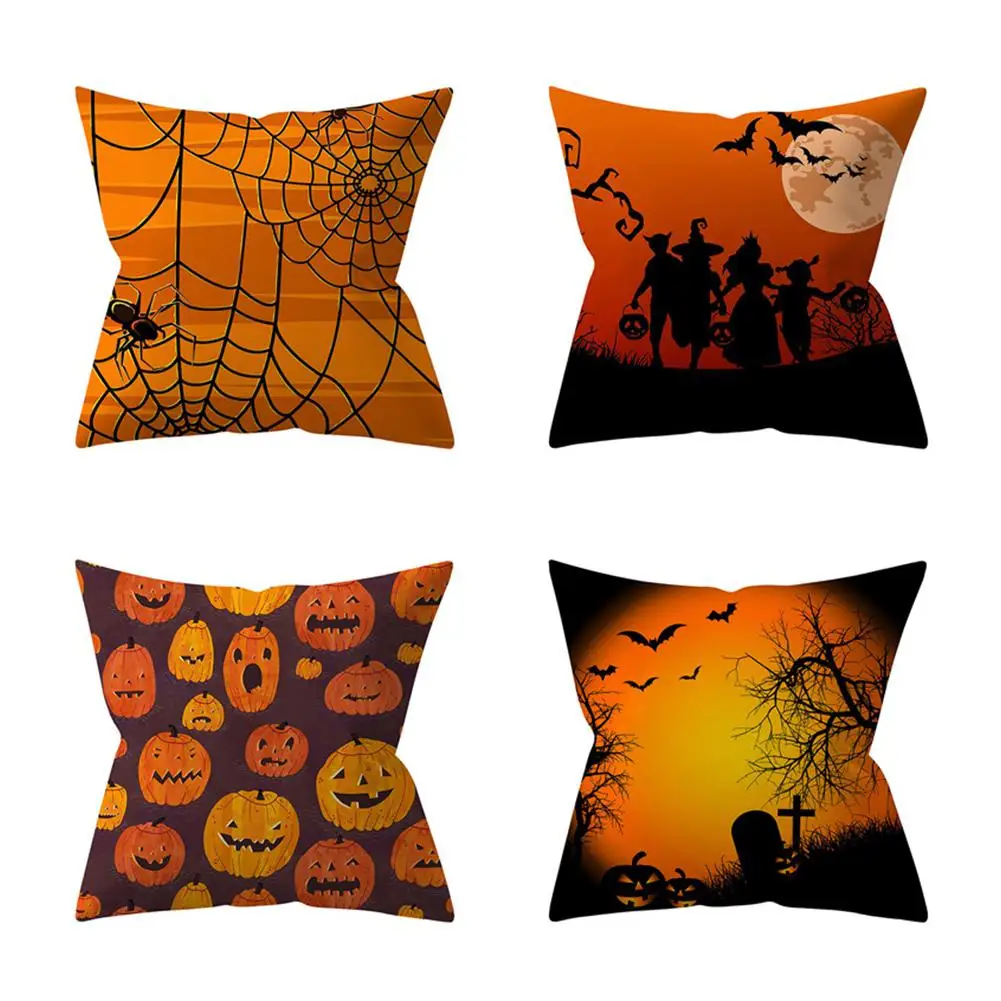 

Pumpkin Print Halloween Series Pattern Throw Pillow Cover Polyester Cushion Case for Living Room Pillow Supplies