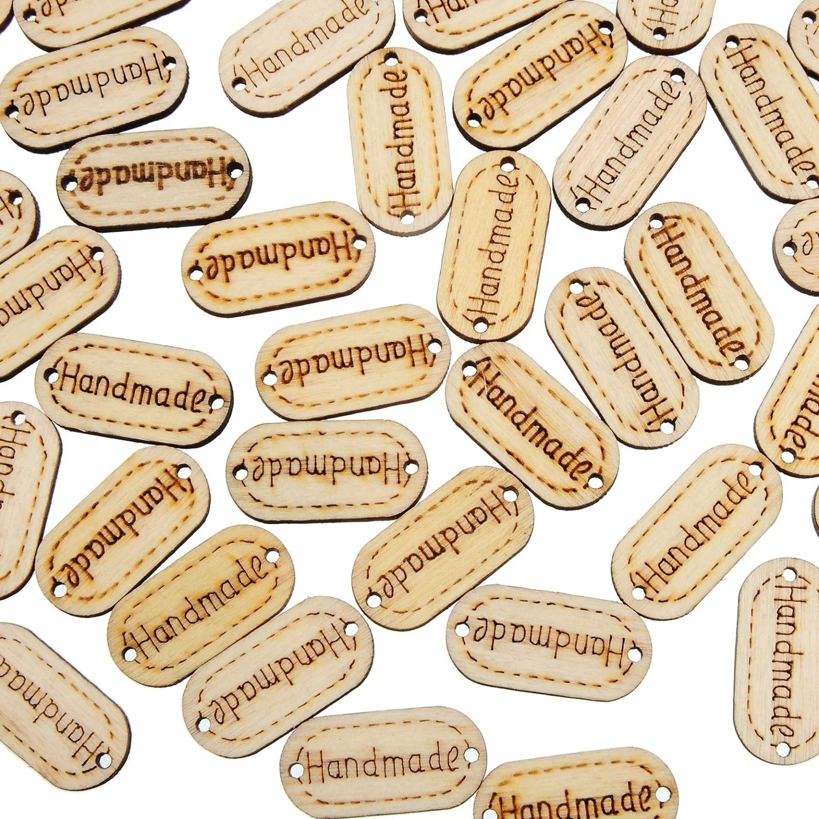 

50pcs/lot Oval Pattern Handmade Natural Wood Buttons Decoration Crafts 2 Holes Wooden Buttons Sewing Scrapbooking