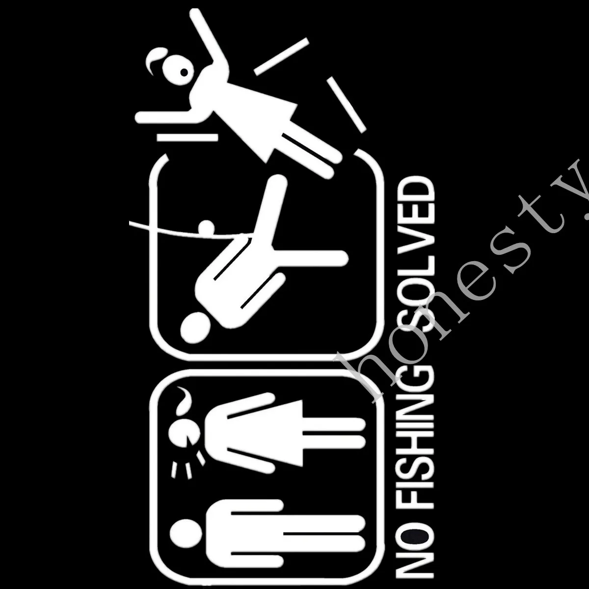 Funny Fishing Boat 4x4 Car Stickers NO FISH PROBLEM Also suits Tackle Box Whitein Car Stickers