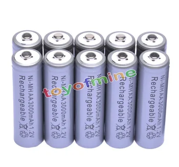 

10x AA 3000mAh 2A 1.2 V Ni-MH Grey Rechargeable Battery Cell for MP3 RC Toys