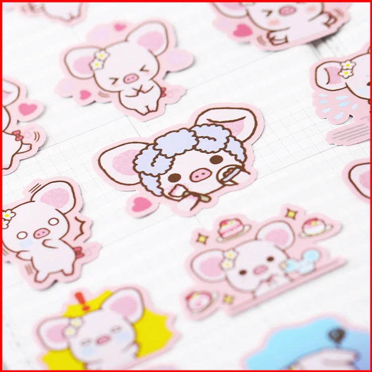 

39 pcs Animal pink pig personalized scrapbook Stickers scrapbooking material personalized sticker happy planner decoration craft