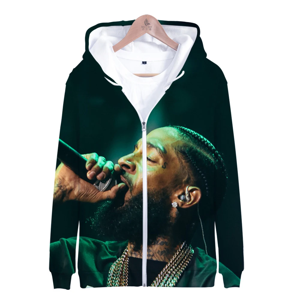 Толстовка на молнии nipsey hussle Повседневная с капюшоном осенняя и зимняя одежда |