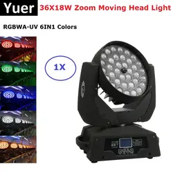 Светодиодный 36X18 W RGBWA-UV 6IN1 стирка/масштабирующие светильники DMX512 перемещение головы лампы DMX Disco огни профессиональный Dj бар шоу света этапа