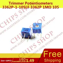 1 лот = 10 шт. триммер Делители напряжения 3362P-1-105LF 3362 P 1mohm 105 1000000ohm series3362p переменный резистор