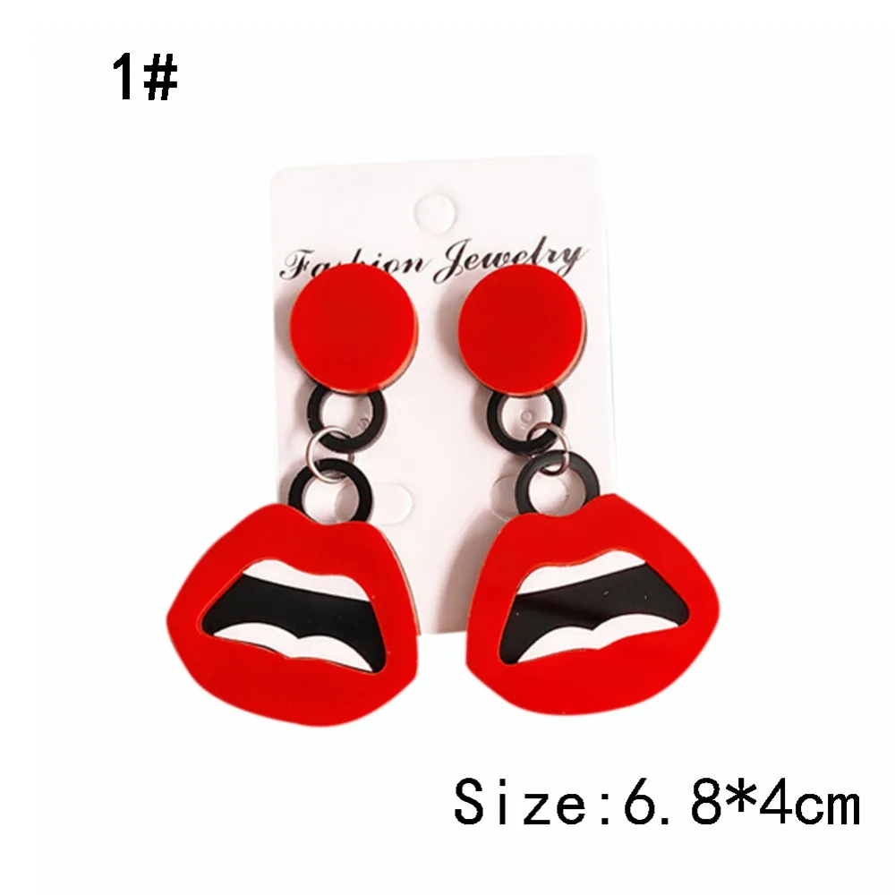 

New 1 Pair Red Lips Punk Earrings Acrylic Exaggerated Earrings Trendy Personality Hip Hop Mouth Earring For Women Jewelry Gifts