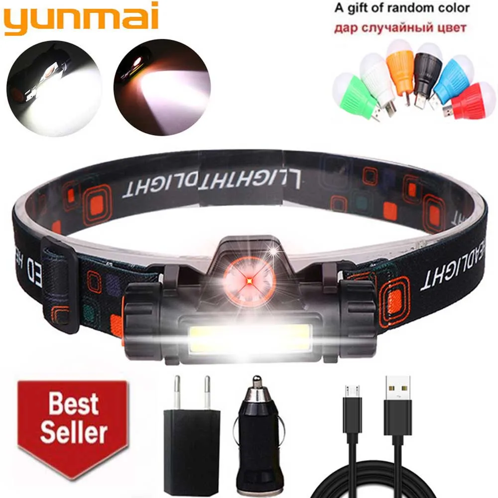 Мощный налобный светильник Yunmai Xpe + cob, Перезаряжаемый Usb налобный фонарь со встроенным аккумулятором, водонепроницаемый налобный фонарь, налобный фонарь для кемпинга|Налобные LED-фонари| | АлиЭкспресс