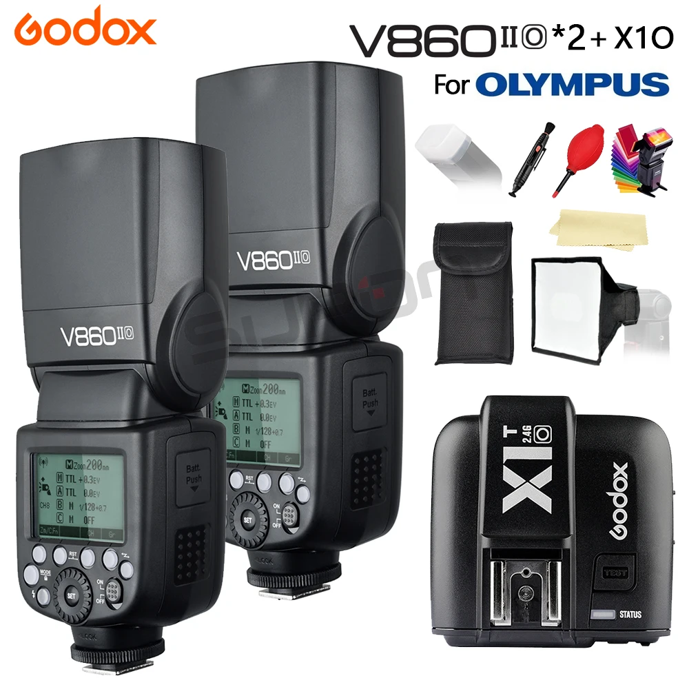 

Godox Flash V860II Li-on Battery V860II-O TTL HSS 1/8000s Bateria Camera Flash Speedlite + X1T-O for Olympus + Gifts
