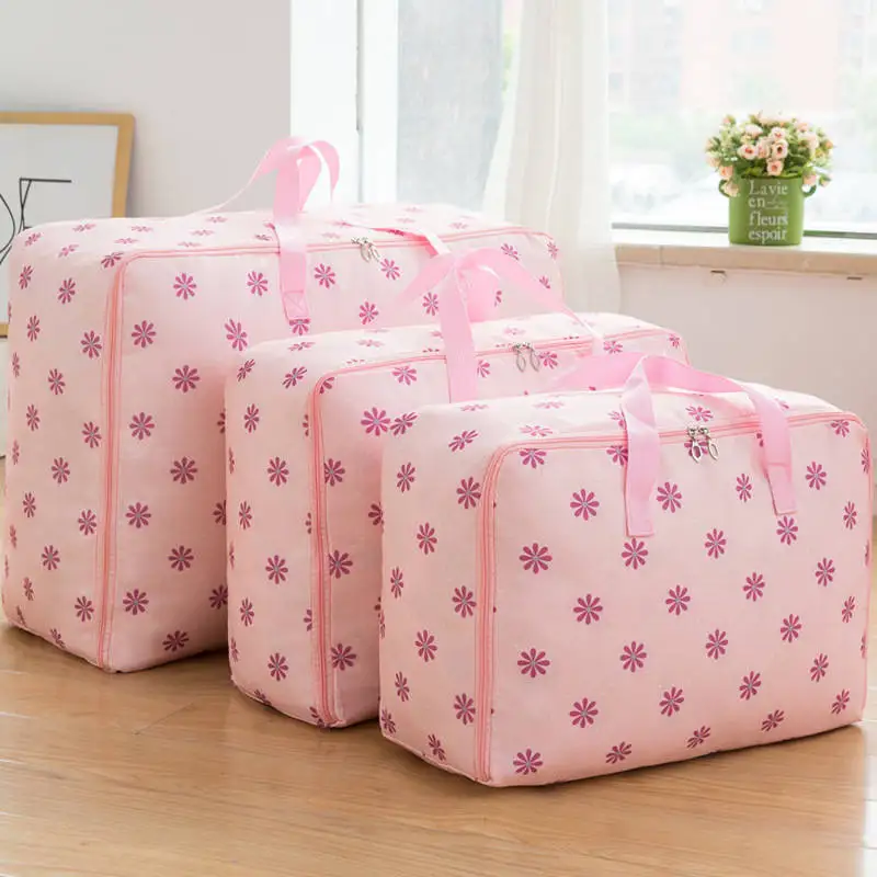 3 шт. Одежда Одеяло сумка для хранения набор пуховые одеяла шкаф для хранения шкаф Органайзер плесень-доказательство постельные принадлежности контейнер для под кровать - Цвет: pink flower