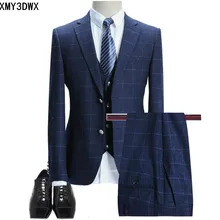 (jacket+pants+vest) 2018 male singer men suit spring autumn casual slim fit business prom groom party wedding dress suit