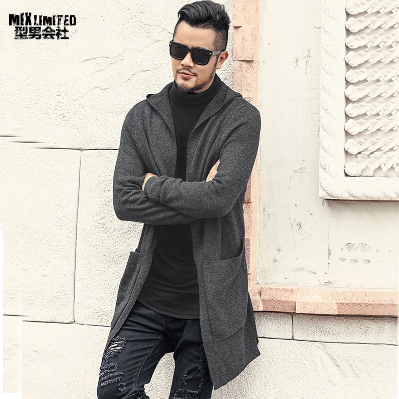 men's hooded knit cardigan