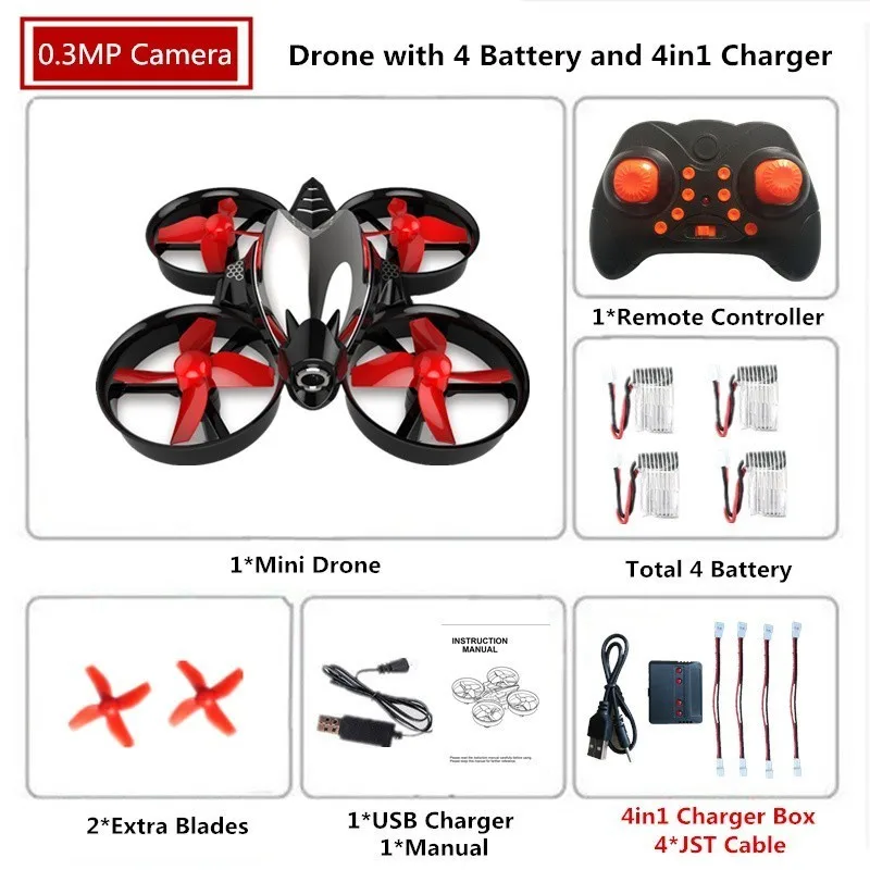 Мини-Дрон с 0.3MP Wi-Fi Камера RC вертолет 6-осевой гироскоп 2,4 ГГц Безголовый режим Высокий режим ожидания Квадрокоптер VS H36 E010 игрушки - Цвет: G2 Camera 4in1