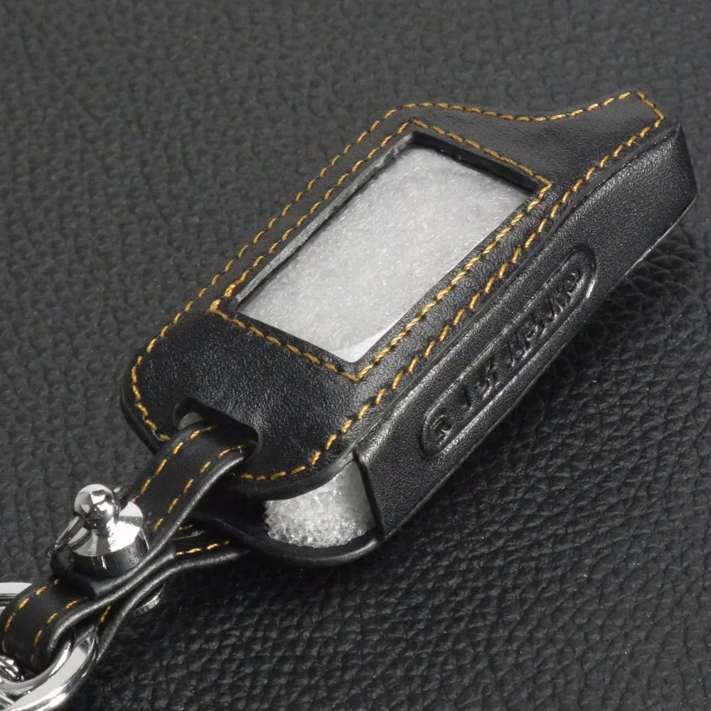 

4 Buttons Leather Key Cover Case X5 For Russian Version Vehicle Security Two Way Car Alarm System TOMAHAWK X5 Keychain