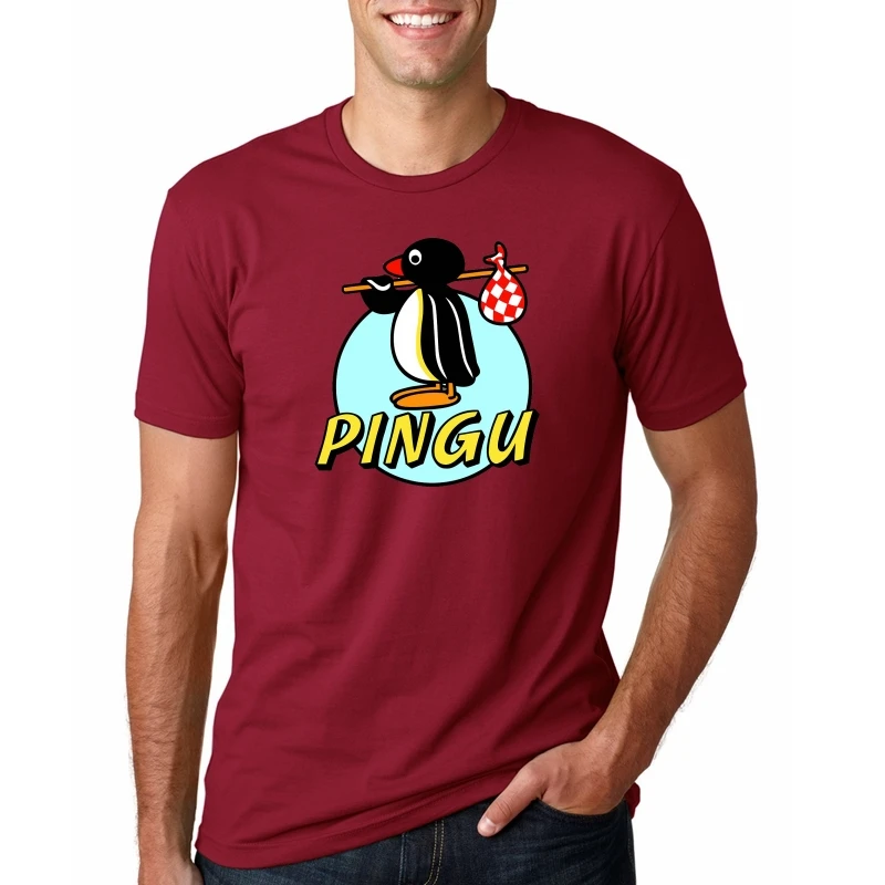 Футболка pingu все размеры# футболки из белого хлопка мужские летние модные брендовые футболки - Цвет: REDpn4421