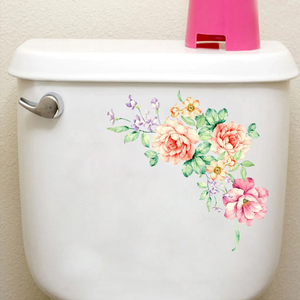 Цветы 3D наклейки на стену красивые красочные пионы наклейки на холодильник гардероб декор туалета ванной ПВХ Наклейки на стены/Клей Горячая Распродажа
