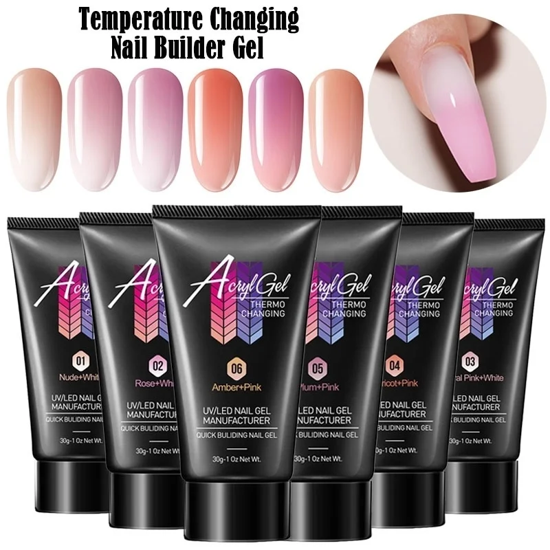 

Lacheer 6Pcs/Lot Temperature Extension Builder UV Gel Nail Polish Set Nail Design Extend Led Nail Varnish Manicure Kits