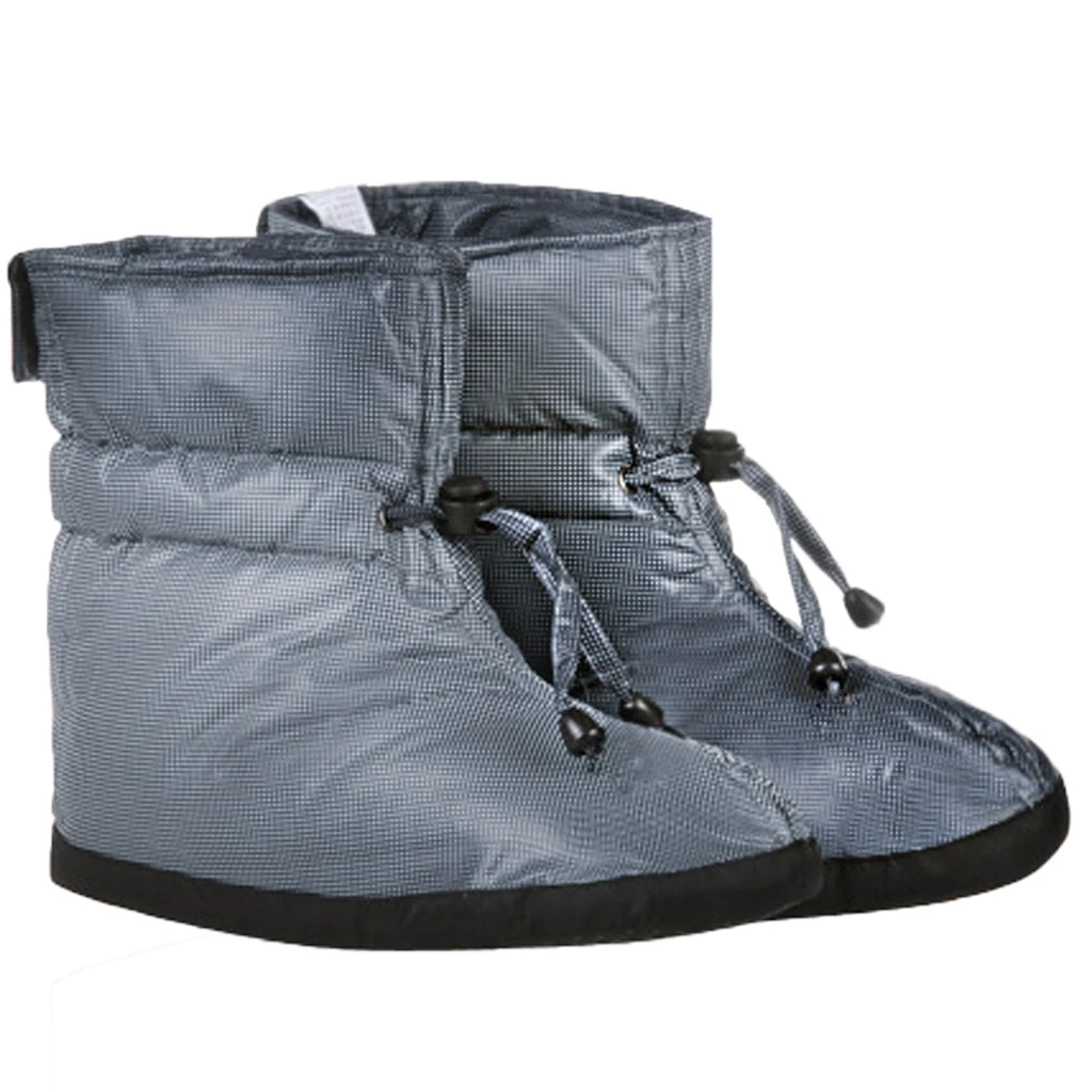 Men Women Duck Down Camping Slippers Soft Ultralight Winter Warm Pull On Socks Booties Boots Feet Warmer