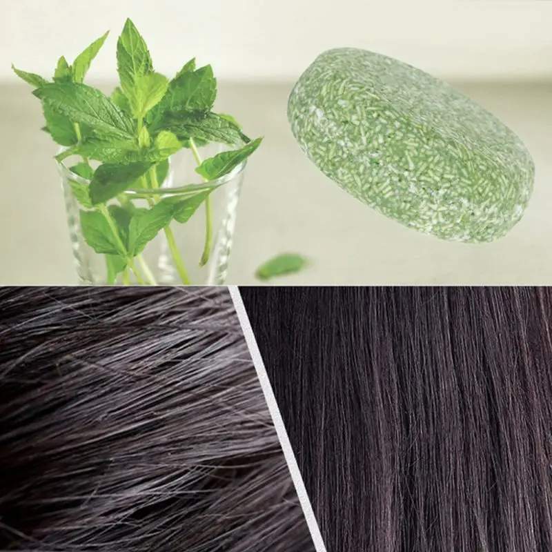

1Pc Mint Extract Essential Oil Handmade Round Soap Fragrant Smooth Shampoo Bar Repair Deep Clean Nourishing Hair Care