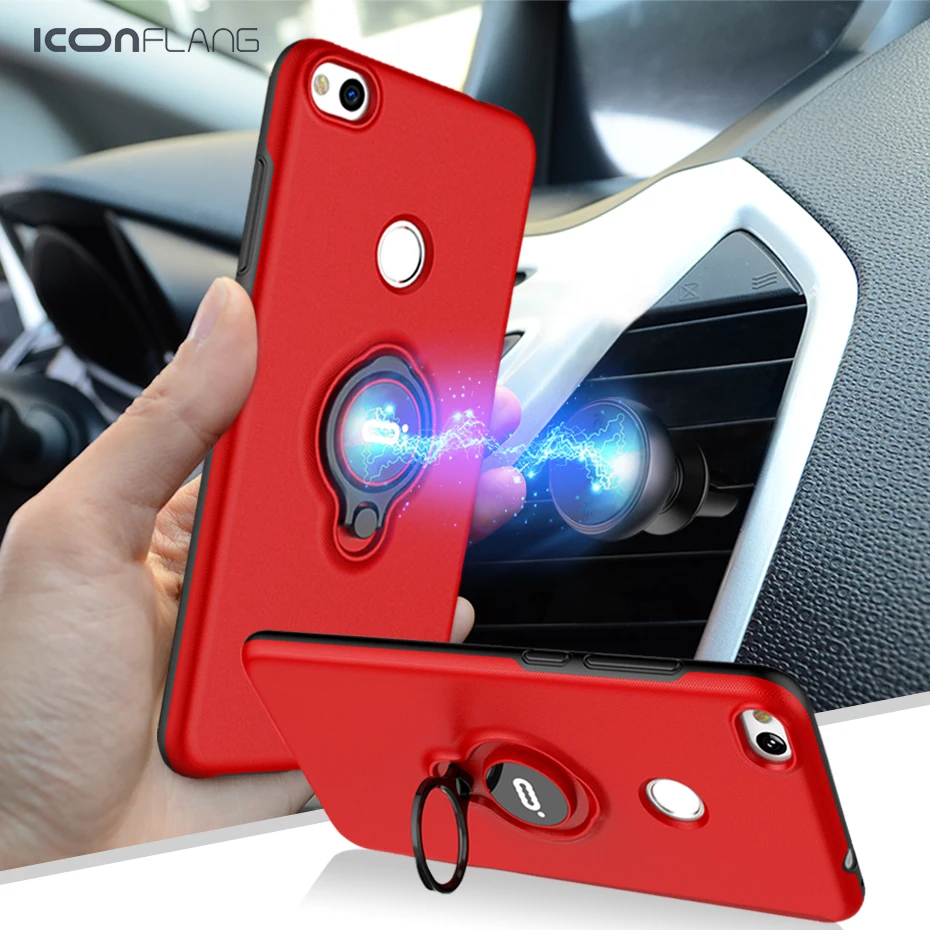 

For Huawei Honor 8 Lite Case Rotating Finger Ring Holder Soft Silicone Edge Magnetic Back Cover For Honor 8 Lite Phone Cases