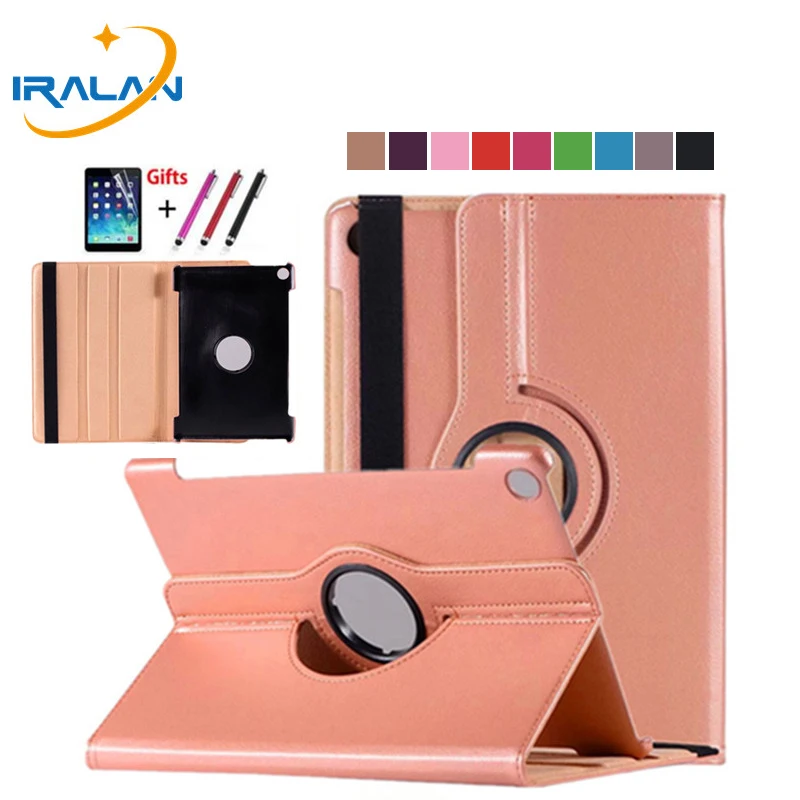 

360 Rotating PU Leather Case for Huawei MediaPad M5 10 Pro 10.8 inch Cases Litchi Grain Folding Stand Flip Tablet Cover+film+pen